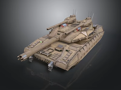 Modern Military Tank With Desert Camouflage Armor And Turret Sensors 3d model