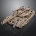 Modern Military Tank With Desert Camouflage Armor And Turret Sensors