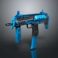 Blue Tactical Submachine Gun With Modern Design And Compact Grip Features 3d model