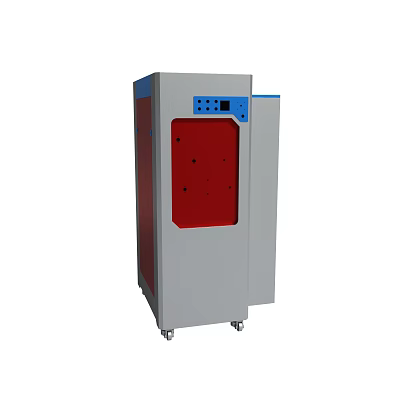 Gray Laboratory Equipment With Red Observation Window And Blue Control Panel 3d model