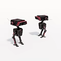 Two Black And Red Robots With Mechanical Legs Standing On White Background 3d model