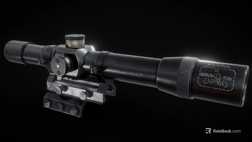 Tactical Black Weapon Rifle Scope With Adjustment Knobs And Mounting Bracket 3d model