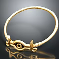 Gold Metallic Bracelet With Eye Shaped Decoration And Spiral Accents