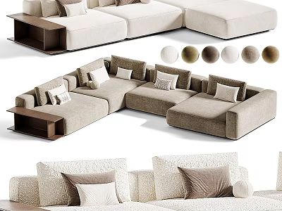 Modern L shaped Sectional Sofa With Decorative Pillows And Multiple Color Options 3d model
