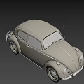 Vintage Cream Colored Beetle Car With Classic Design And Round Headlights
