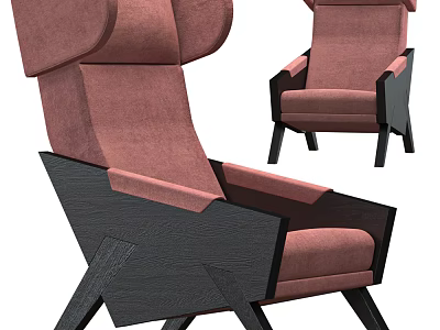 Modern Single Sofa With Fabric Upholstery And Wooden Frame Design Details 3d model