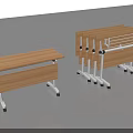 Foldable Stackable Conference Tables With Wooden Tabletop White Metal Legs And Wheels