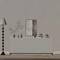 Elegant White Entryway Console Table With Floor Lamp Wall Art And Decorative Items 3d model