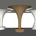Modern Flared Columns with Wooden Center and White Sides and Illuminated Bases in Indoor Space