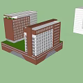 Modern Office Building Complex With Multiple Structures And Green Lawn Areas 3d model
