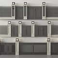 Modern Metal Gates Design With Lamp Posts And Striped Patterns Styles 3d model