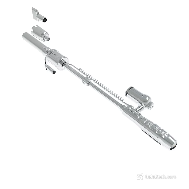 Silver Metal Long Strip Tool With Spring Adjustment Device Connecting Parts And Knobs 3d model 