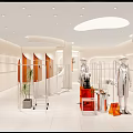 Modern Clothing Store Exterior With Glass Window Display Mannequins And Decorative Plants