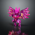 Colorful Pink Purple Building Blocks Sculpture With Intricate Wings And Ornate Patterns