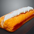 Crispy Golden Brown Long John Donut Topped With Fluffy White Cream