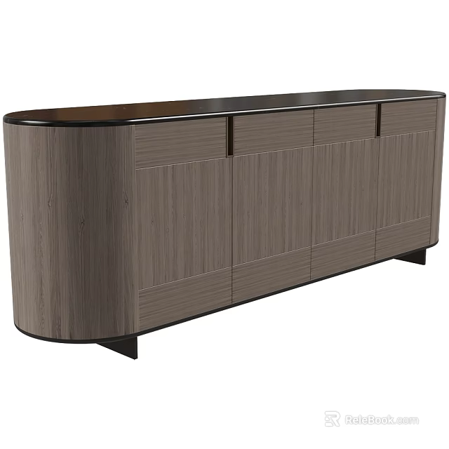 Modern Wooden Sideboard With Sleek Design Neutral Tone And Multiple Cabinet Doors 3d model 
