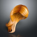 Long Curly Orange Gradient Hair With Shiny Texture On Dark Background