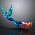Fantasy Mermaid Character With Blue Green Tail Golden Hair And Decorative Headpiece In Floating Pose