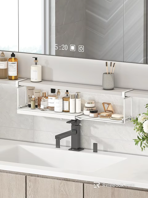 Modern Wall Mounted Bathroom Shelf With Daily Washing Essentials And Organized Bottles 3d model 
