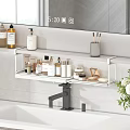 Modern Wall Mounted Bathroom Shelf With Daily Washing Essentials And Organized Bottles