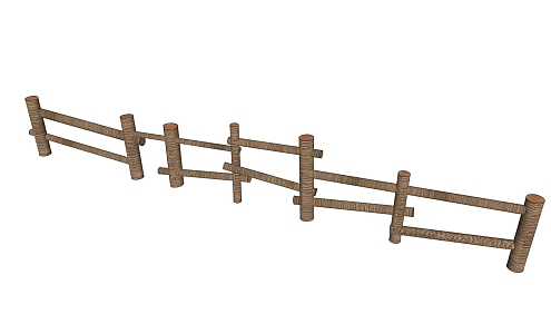 Modern outdoor wooden railing 3d model