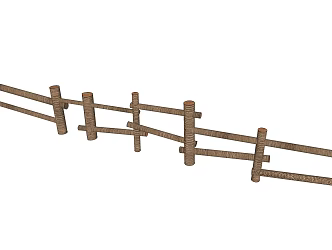 Modern outdoor wooden railing 3d model