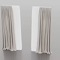 Modern Light Gray Curtains With Elegant Drape In Simple Interior Setting 3d model