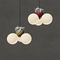 Cute Bear Decorated Cloud Shaped Pendant Light With Yellow Red Lampshade 3d model