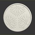 Intricate Circular Carving with Leaf Patterns and Rope Edge Design 3d model