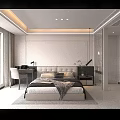 Modern White Whole Wall Wardrobe Interior Design With Study Desk And Storage 3d model