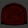 Modern Red Velvet Accent Chair With Scalloped Stitching And Wooden Legs