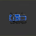 3D Model Robot Vehicle With Blue Black Mechanical Design And Multiple Wheels