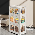 Cream Style Children's Toy Folding Storage Cabinet Storage Box 3d model