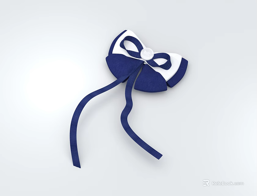 Blue And White Bowknot Decorative Ornament Set With Long Blue Ribbons For Home Decoration 3d model 