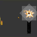 Handgun Firing With Muzzle Flame And Bullets On Reflective Surface