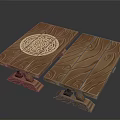 Handcrafted Wooden Tables With Carved Circular Pattern And Intricate Decorative Legs