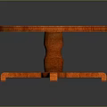 Sleek Orange Round Wooden Table With Cross Leg Design And Smooth Surface Finish