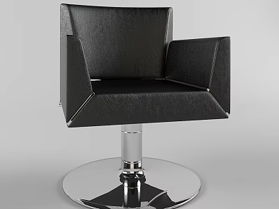 Modern Black Leather Accent Chair With Metal Swivel Base And Armrests 3d model