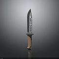 Tactical Combat Knife With Serrated Silver Blade And Brown Wooden Handle