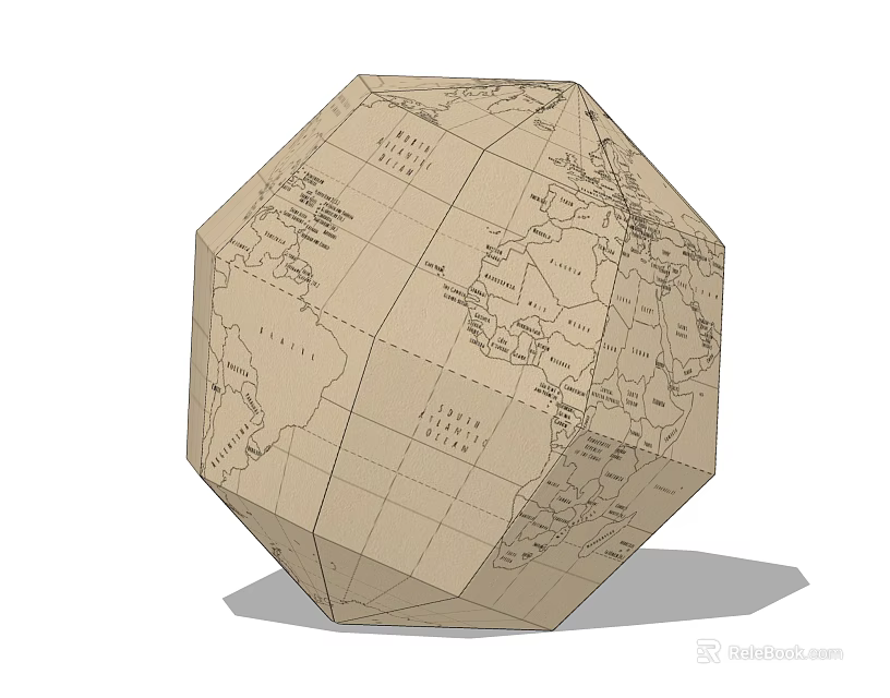 Unique Stylish Vintage Polyhedral Globe Decorative Ornament for Home Tabletop Decoration 3d model 