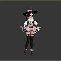 Game Movie Character With Witch Hat Pink Blue Dress White Top Black Stockings Bow Decorations
