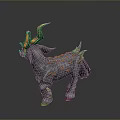 Fantasy Mythical Creature With Green Orange Horns And Spotted Body 3D Model Design