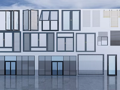 Various Window Shutters Designs For Modern Home Exterior With Different Window Styles 3d model