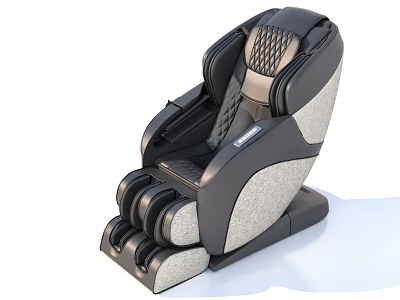 Modern Black and Gray Massage Chair With Leather Fabric And Leg Massage Function 3d model