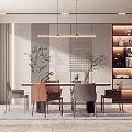 Modern dining table and chair combination 3d model