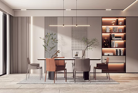 Modern dining table and chair combination 3d model