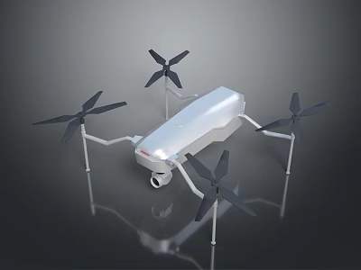 White Drone With Four Propellers Camera And Landing Gear Design 3d model
