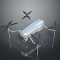 White Drone With Four Propellers Camera And Landing Gear Design 3d model