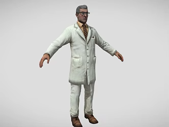 Men Figure Men Wear Glasses White Suit Middle-aged People with Binding Modern 3d model