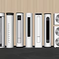 Multiple White Air Cooler Fans with Vertical Column and Square Design Styles 3d model